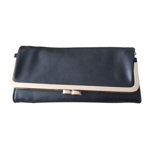 BLACK WITH GOLD ACCENT VEGAN LEATHER WALLET/CLUTCH